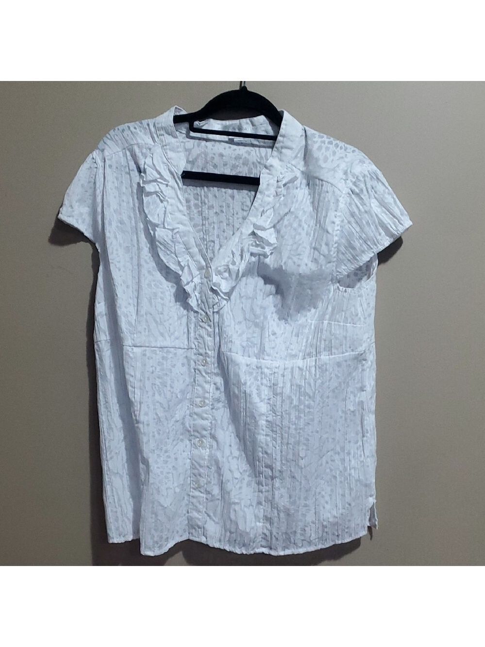 Studio Made White Ruffled Button-Up Blouse Size XXL